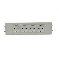 LEGRAND 077434 Модуль розетки 4Х2К+З, 8М, немецкий стандарт (Schuko), безвинтовые зажимы, с суппортом и лицевой панелью, проходной (в короб с крышкой 65мм), Mosaic