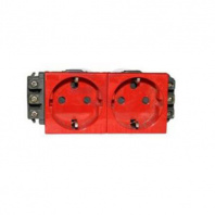 LEGRAND 077612 Модуль розетки 2х2К+3, 4М, немецкий стандарт (Schuko), проходной (в короб), красный, Mosaic LEGRAND 077612 Модуль розетки 2х2К+3, 4М, немецкий стандарт (Schuko), проходной (в короб), красный, Mosaic