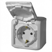 782351 Розетка 2К+З шт IP44 с защит шторками серая 782351 Розетка 2К+З шт IP44 с защит шторками серая