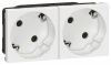 LEGRAND 077252 Модуль розетки 2х2К+3 под углом 45°, немецкий стандарт (Schuko), безвинтовые зажимы, проходной, Mosaic