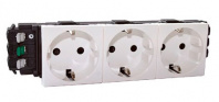 LEGRAND 077403 Модуль розетки 3х2К+З, 6М, немецкий стандарт (Schuko), безвинтовые зажимы, проходной (в короб), Mosaic